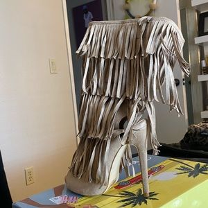 Fringe high heels